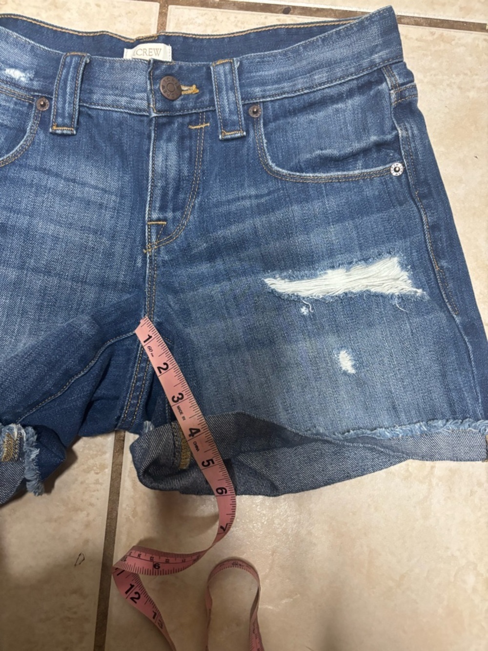 J crew women's shorts size 25 denim cutoff cuffed distressed - Picture 6 of 6